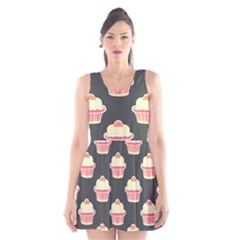 Retro 40s 50s Cupcake Pattern 4 Scoop Neck Skater Dress by violetheavensky