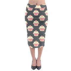 Retro 40s 50s Cupcake Pattern 4 Midi Pencil Skirt by violetheavensky