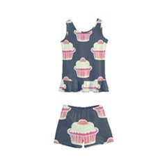 Retro 40s 50s Cupcake Pattern 4 Kids  Boyleg Swimsuit by violetheavensky