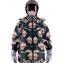 Retro 40s 50s Cupcake Pattern 4 Women s Zip Ski And Snowboard Waterproof Breathable Jacket by violetheavensky