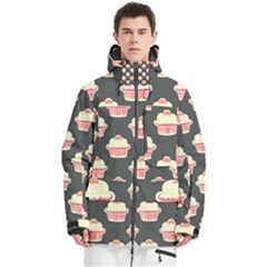 Retro 40s 50s Cupcake Pattern 4 Men s Multi Pockets Zip Ski And Snowboard Waterproof Breathable Jacket by violetheavensky