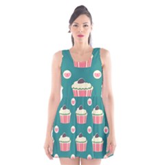 Retro 40s 50s Cupcake Pattern 2 Scoop Neck Skater Dress by violetheavensky