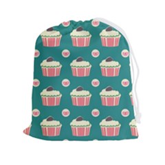 Retro 40s 50s Cupcake Pattern 2 Drawstring Pouch (2xl) by violetheavensky