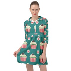 Retro 40s 50s Cupcake Pattern 2 Mini Skater Shirt Dress by violetheavensky