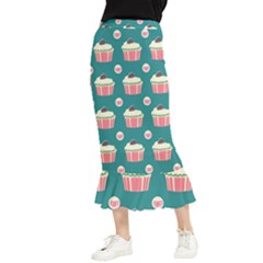 Retro 40s 50s Cupcake Pattern 2 Maxi Fishtail Chiffon Skirt by violetheavensky