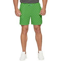 Green Plaid Tartan Diagonal 1 Men s Runner Shorts by dressshop