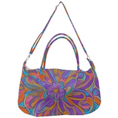 Mid Century Retro Floral 1970s 1960s Pattern 75 Removable Strap Handbag by violetheavensky