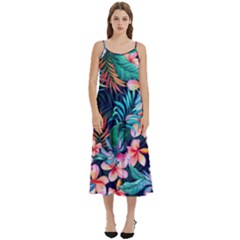 Hawaiian Flowers Hawaii Casual Spaghetti Strap Midi Dress by Cemarart