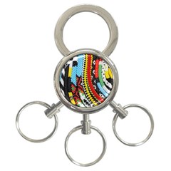 Multi-colored Beaded Background 3-ring Key Chain by artattack4all