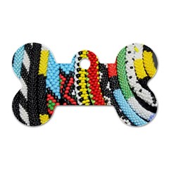 Multi-colored Beaded Background Twin-sided Dog Tag (bone) by artattack4all