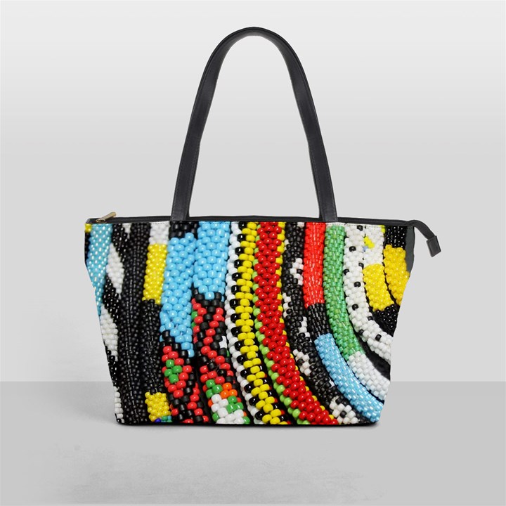 Multi-Colored Beaded Background Large Shoulder Bag