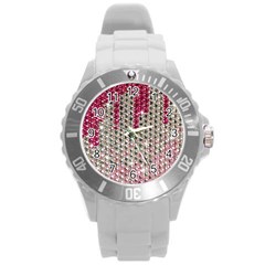 Mauve Gradient Rhinestones  Round Plastic Sport Watch Large by artattack4all