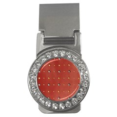 Studded Faux Leather Red Money Clip With Gemstones (round) by artattack4all