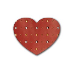 Studded Faux Leather Red 4 Pack Rubber Drinks Coaster (heart) by artattack4all