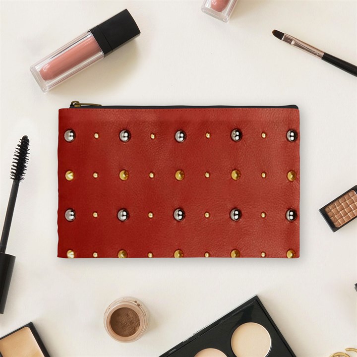 Studded Faux Leather Red Medium Makeup Purse