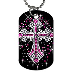 Hot Pink Rhinestone Cross Twin-sided Dog Tag by artattack4all