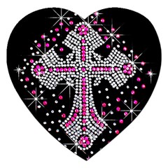 Hot Pink Rhinestone Cross Jigsaw Puzzle (heart) by artattack4all