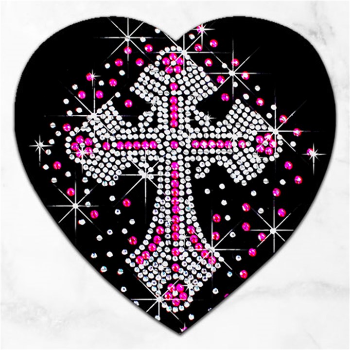 Hot Pink Rhinestone Cross Jigsaw Puzzle (Heart)