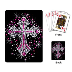 Hot Pink Rhinestone Cross Standard Playing Cards by artattack4all