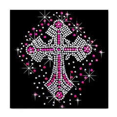 Hot Pink Rhinestone Cross Face Towel by artattack4all