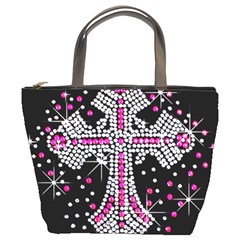 Hot Pink Rhinestone Cross Bucket Handbag by artattack4all