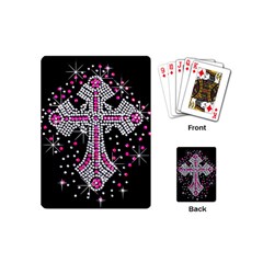 Hot Pink Rhinestone Cross Playing Cards (mini) by artattack4all