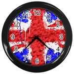 Distressed British Flag Bling Black Wall Clock Front