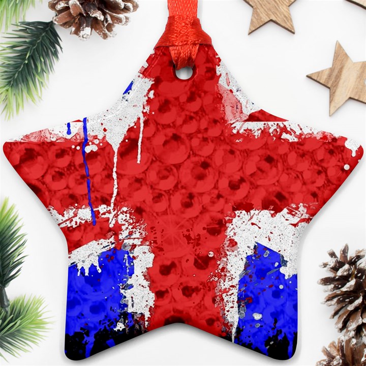 Distressed British Flag Bling Twin-sided Ceramic Ornament (Star)