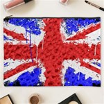 Distressed British Flag Bling Cosmetic Bag (XXXL) Front