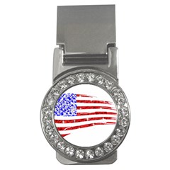 Sparkling American Flag Money Clip With Gemstones (round) by artattack4all