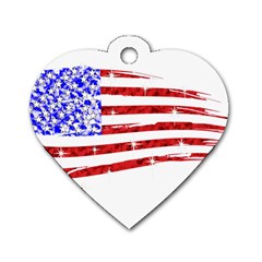 Sparkling American Flag Twin-sided Dog Tag (heart) by artattack4all