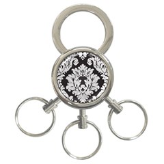 Diamond Bling Glitter On Damask Black 3-ring Key Chain by artattack4all