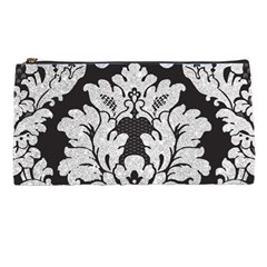 Diamond Bling Glitter On Damask Black Pencil Case by artattack4all