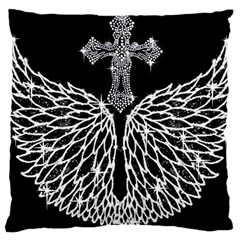 Bling Wings And Cross Large Cushion Case (one Side) by artattack4all