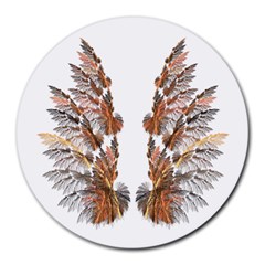 Brown Feather Wing 8  Mouse Pad (round) by artattack4all