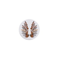 Brown Feather Wing Mini Magnet (round) by artattack4all