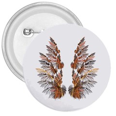 Brown Feather Wing Large Button (round) by artattack4all