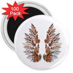 Brown Feather wing 100 Pack Large Magnet (Round) Front