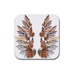 Brown Feather Wing Rubber Drinks Coaster (square) by artattack4all