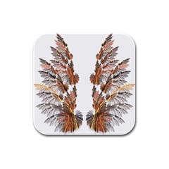 Brown Feather Wing 4 Pack Rubber Drinks Coaster (square) by artattack4all