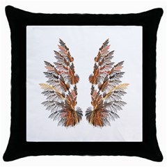 Brown Feather Wing Black Throw Pillow Case by artattack4all