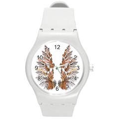 Brown Feather Wing Round Plastic Sport Watch Medium by artattack4all