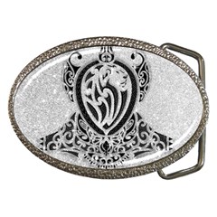 Diamond Bling Lion Belt Buckle (oval) by artattack4all