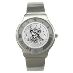 Diamond Bling Lion Stainless Steel Watch (round) by artattack4all