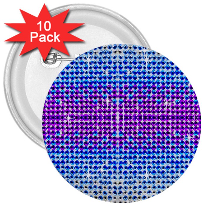 Rainbow of Colors, Bling and Glitter 10 Pack Large Button (Round)