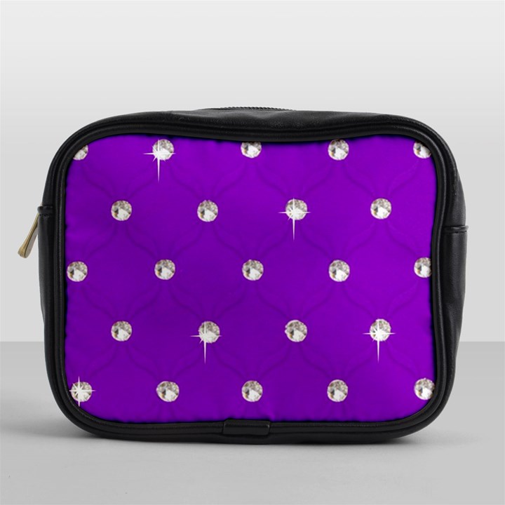 Royal Purple and Silver Bead Bling Single-sided Cosmetic Case