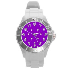 Royal Purple And Silver Bead Bling Round Plastic Sport Watch Large by artattack4all