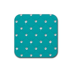 Turquoise Diamond Bling Rubber Drinks Coaster (square) by artattack4all