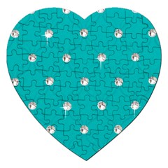 Turquoise Diamond Bling Jigsaw Puzzle (heart) by artattack4all