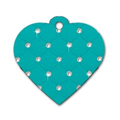 Turquoise Diamond Bling Twin-sided Dog Tag (heart) by artattack4all